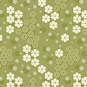 Geometric floral abstraction, light green / 0619