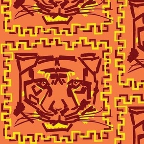 Year of the Tiger -Stamp Design in Red Gold Coral