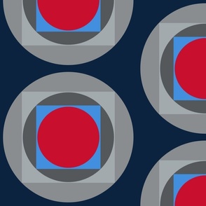 The Red the Blue the Navy and the Gray: Circles Within Squares Within Circles 