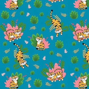 Tigers pattern blue