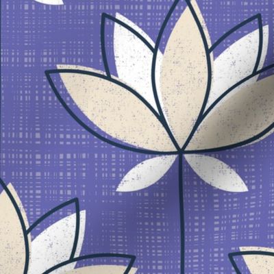 Mid Mod Lotus Garden - lotus flowers, very peri, periwinkle, retro flowers 