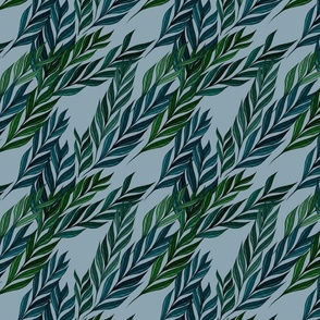 Cathy’s Leaves on Light Teal