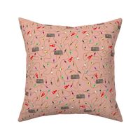 Rope Buoys Lobsters and Lobster Traps Rose Gold Background