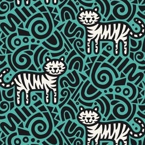 Jazzy Tigers | Small Scale | Turquoise Blue