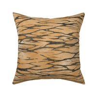 Shibori Tiger Stripes (xl scale) | Animal print inspired tie dye, arashi shibori pattern, jungle print, tropical animal, tiger fabric in yellow ochre and black.