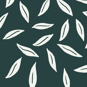 Simple Leaves - large scale - sea green background