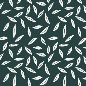 Simple Leaves - medium scale - sea green background