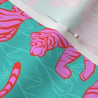 Hot Pink Tiger Prowl on Turquoise - Large