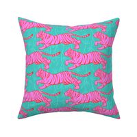 Hot Pink Tiger Prowl on Turquoise - Large