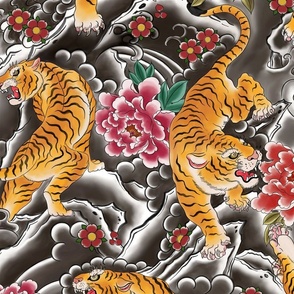 Japanese tiger tattoo print / large scale