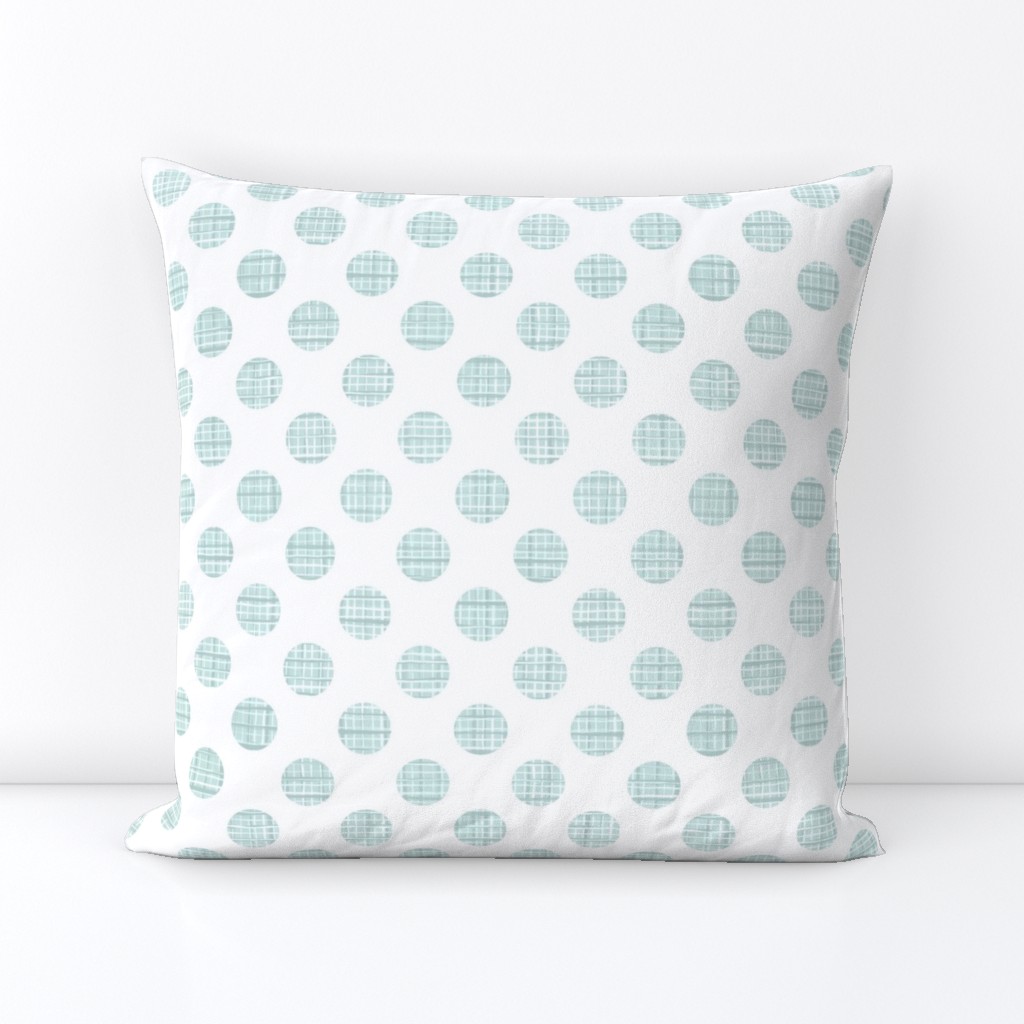 Large polkadot textured cyan on white 