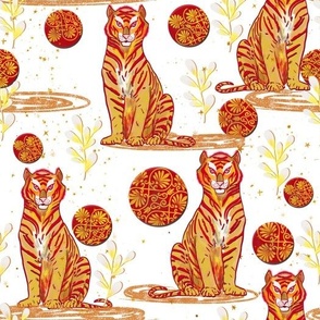 Yellow Floral Red Tiger 