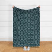 Medallion flower- grey on turquoise 