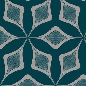 Medallion flower- grey on turquoise 