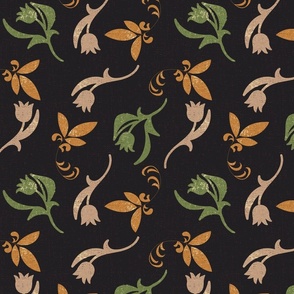 Faux Linen Floral Earthtones