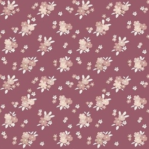 Ditsy floral, neutral flowers, puce 