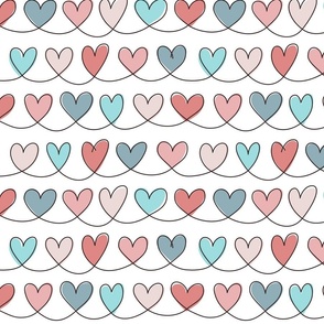Doodle Hearts in Multicolor Pastels