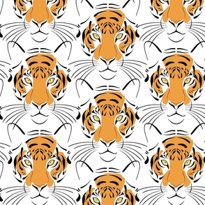 tiger line art - chinese year of the tiger - tiger fabric