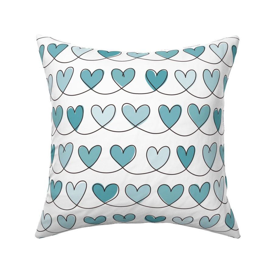 Doodle Hearts in Turquoise