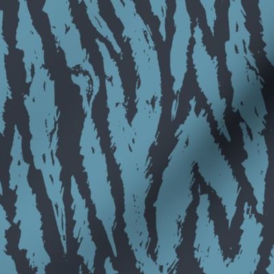 Tigris Nouveau Stripes- Tiger Print- Sky Blue Charcoal- Regular Scale