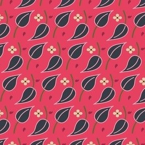 Blue leaf design on pink background