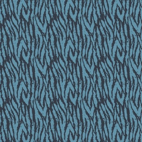 Tigris Nouveau Stripes- Tiger Print- Sky Blue Charcoal- Small Scale