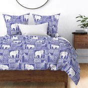 African Animal Silhouettes Very Peri Purple and White