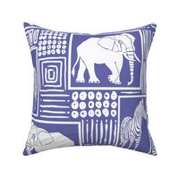 African Animal Silhouettes Very Peri Purple and White