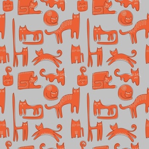 medium// Crazy Cat Stack Grey-Orange