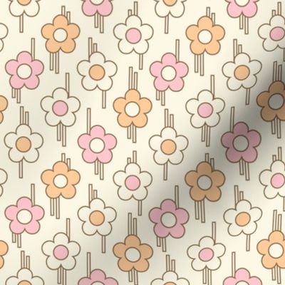 Retro floral, 60s, pop of flowers, pastel 