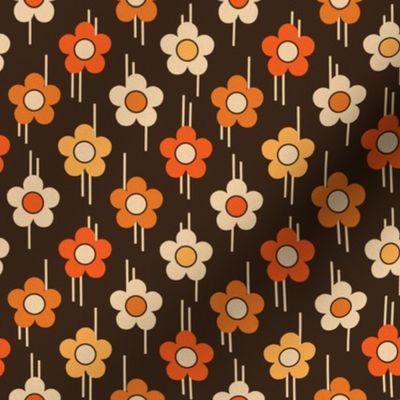 Retro floral, 70s, 60s, orange 