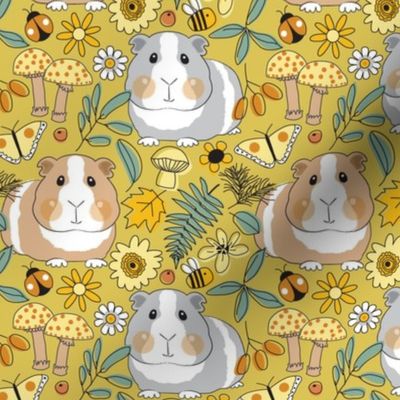 large guinea pigs in the forest on olive green