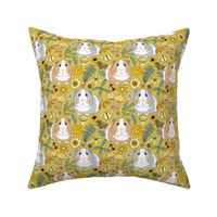large guinea pigs in the forest on olive green
