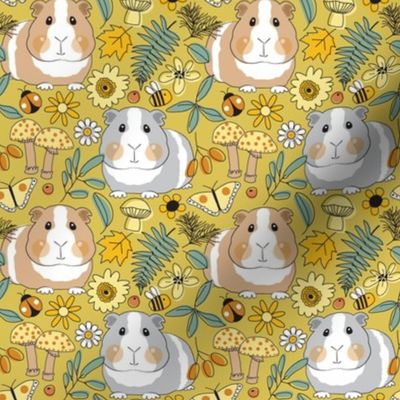medium guinea pigs in the forest on olive green
