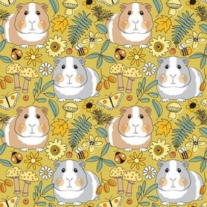 medium guinea pigs in the forest on olive green