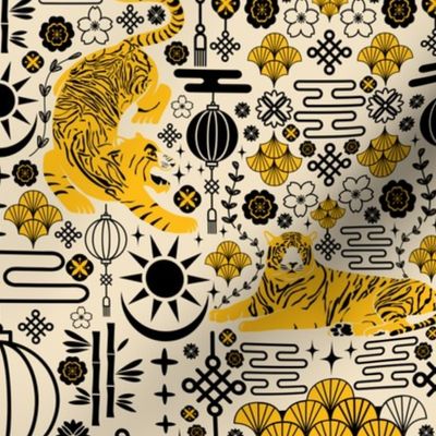 Tigers Ornamental Asian Pattern
