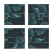 Art Deco Poppies TEAL Horizontal