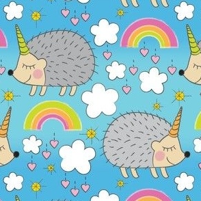 large hedgehog unicorns and rainbows