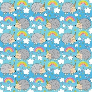small hedgehog unicorns and rainbows