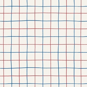 small // 4th July Red and Blue Grid lines