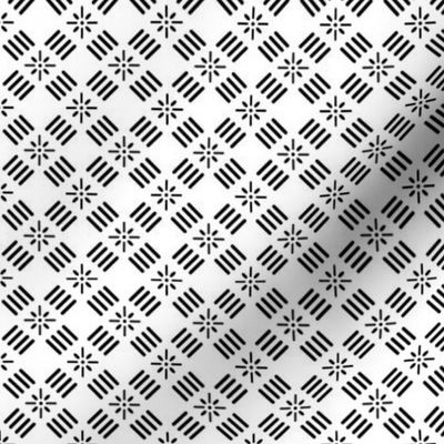 Geometric Diamond Lines Black White
