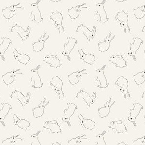 mini micro // Tossed Lineart bunnies rabbits Easter rabbits on bone