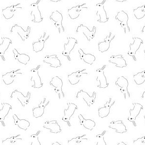 mini micro // Tossed Lineart bunnies rabbits Easter rabbits