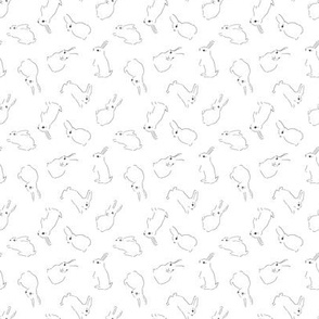 mini micro // Tossed Lineart bunnies rabbits Easter rabbits