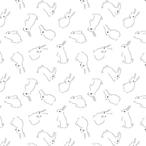 Tossed Lineart bunnies rabbits Easter rabbits