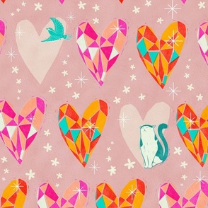 Twinkling Hearts [retro pink] large