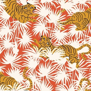 Frolicking Tigers Jumbo | Red