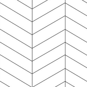 Chevron Pattern Thin in Black and White - Large Scale