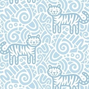 Jazzy Tigers | Small Scale | Light Blue