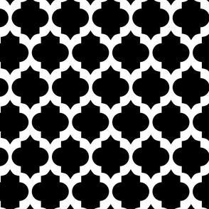 Moroccan Quatrefoil Pattern Black and White Medium